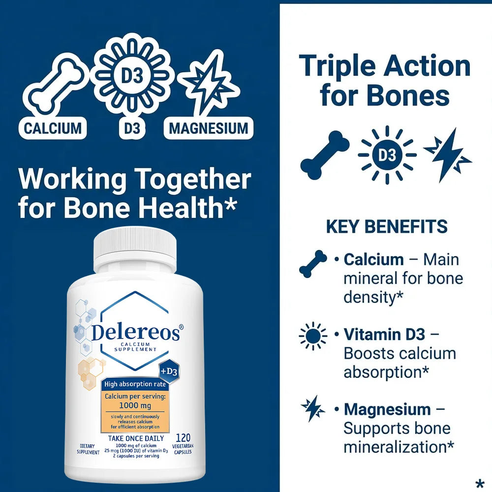 High Absorption 1000 Mg Calcium with 1000 IU Vitamin D, Magnesium, Bone Health Supplement for Adults Supplements Peaceful Pleasures Health and Wellness