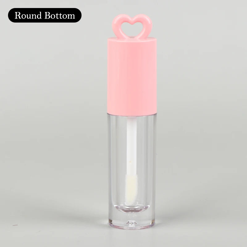 2.5ml Pink Heart-shaped Lip Enamel Tube With Keychain And Brush Rod Lip Gloss Tube Empty Bottle Lips Glaze Container Makeup Tool Peaceful Pleasures Health and Wellness round bottom Pink