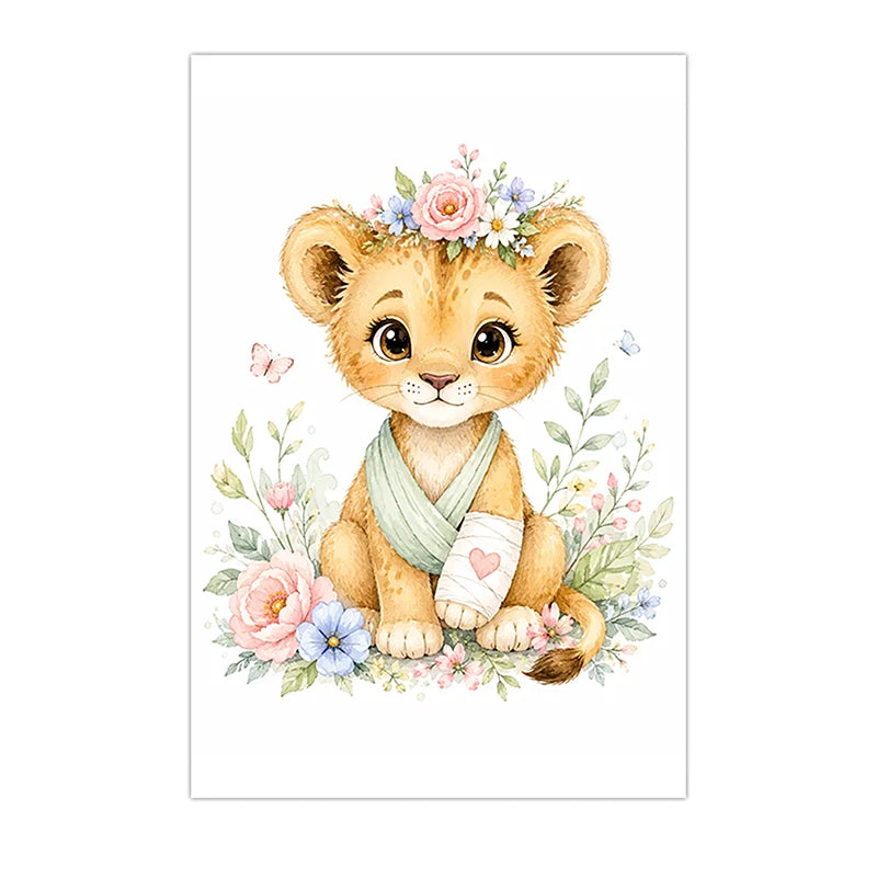 Nursery Animal Wall Art Canvas Painting Watercolor Cartoon Poster Baby Bedroom Home Decor Peaceful Pleasures Health and Wellness 06 15x20cm No Frame China Mainland
