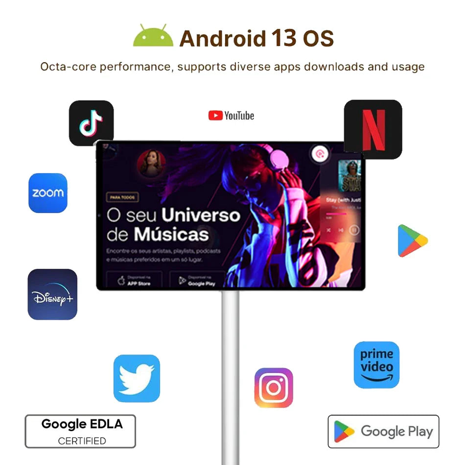 OFD 21.5" Portable Smart TV Android 13 Touch Screen Display