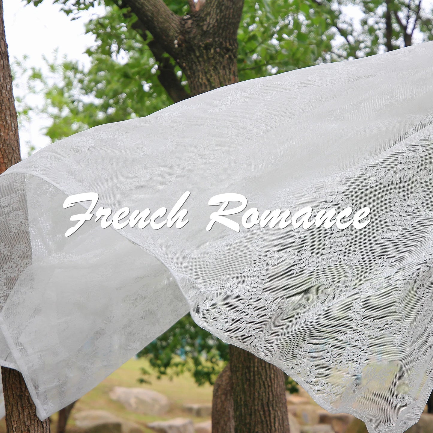 White Floral Lace Sheer Curtains | Rod Pocket Voile Drapes