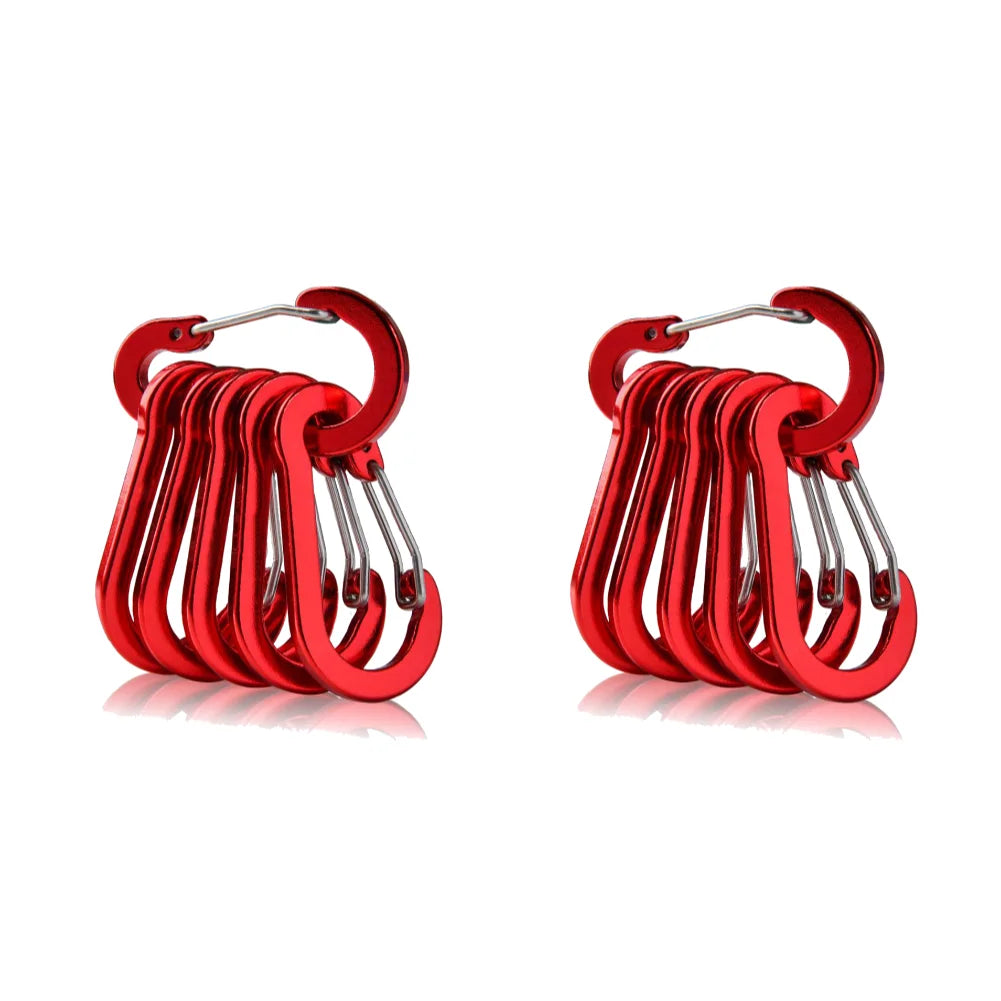 6/12Pcs Aluminum Alloy Carabiner Keychain Outdoor Camping Climbing Hiking Snap Clip Lock Buckle Hook Fishing Accessories Peaceful Pleasures Health and Wellness Red 12PCS