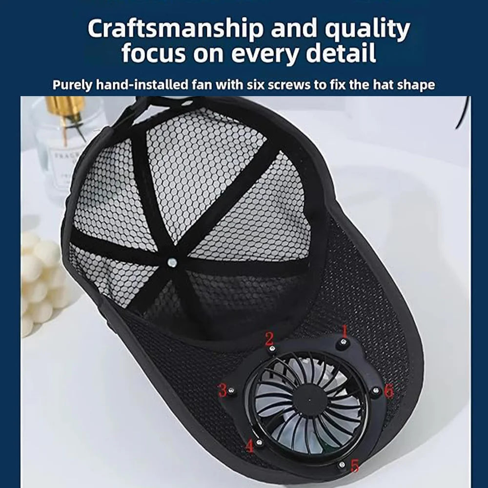 1PCS Adults Mesh Baseball Cap Fishing Beach Hats with Solar Fan, Summer UV Protection Sun Hat, Solar Powered/USB Charging Sunhat Peaceful Pleasures Health and Wellness