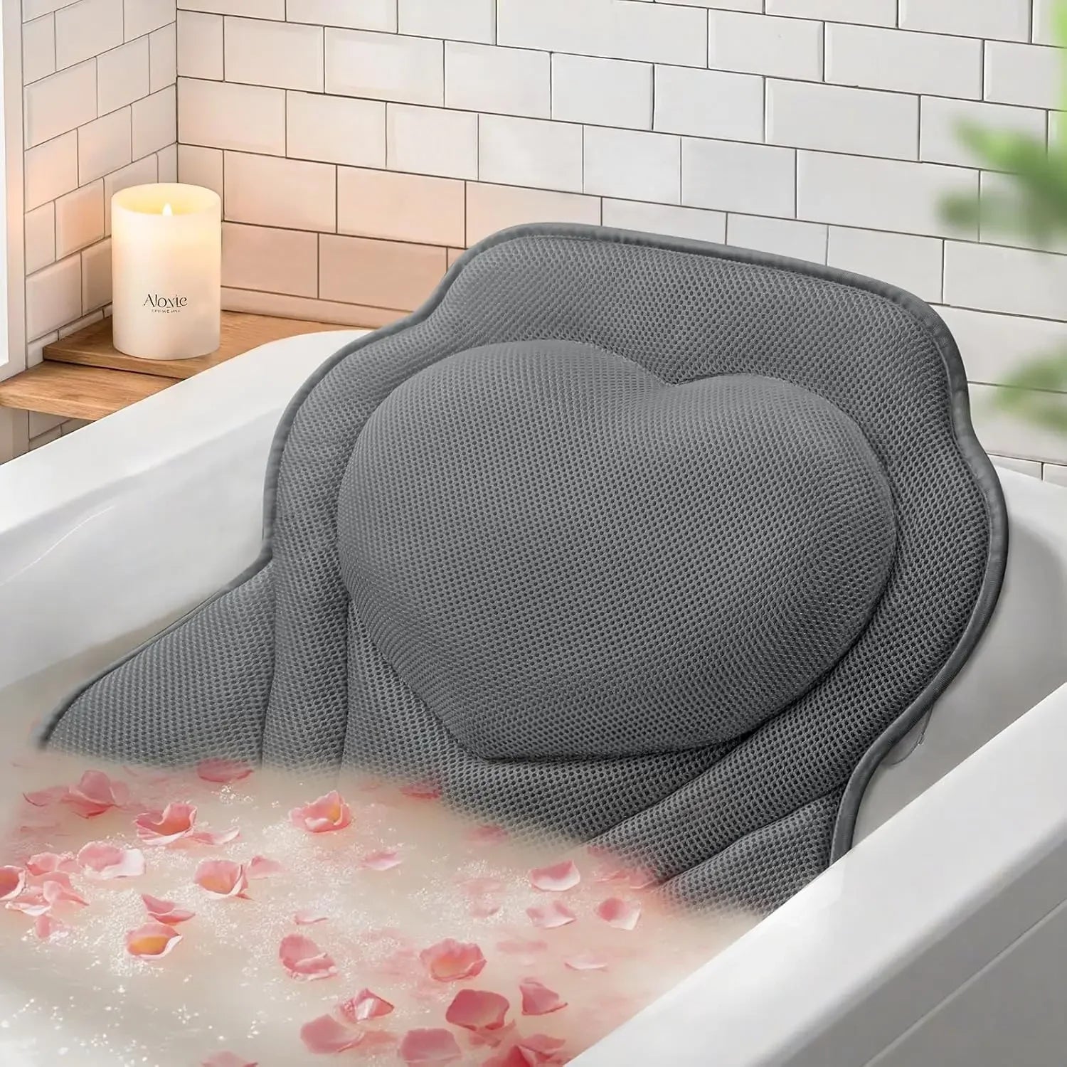 Breathable Mesh Bathtub Pillow with 6 Suction Cups for Head, Neck & Shoulder Support - Fits Any Tub Peaceful Pleasures Health and Wellness United States
