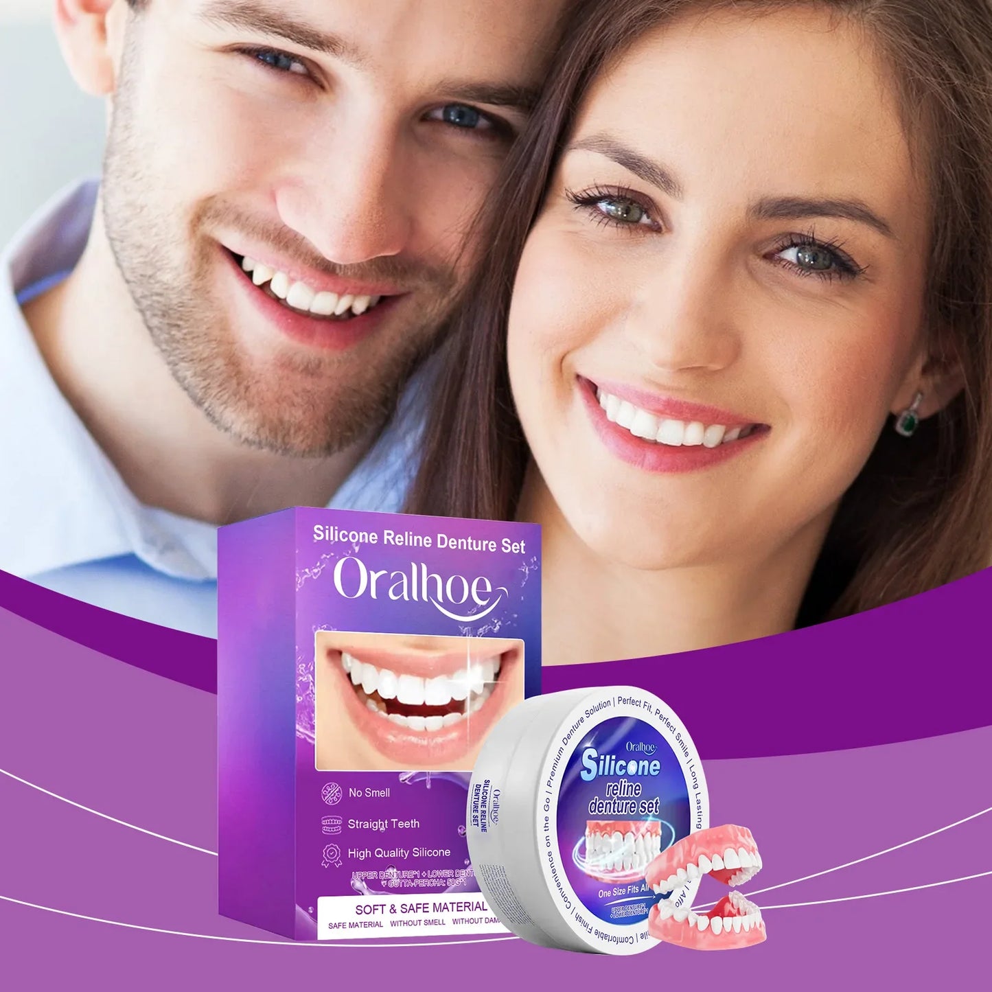Oralhoe Silicone Temporary Denture Set – Natural Smile Fix