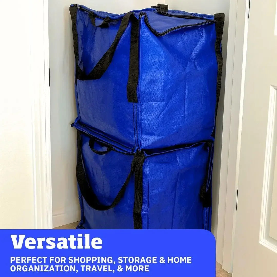 Heavy Duty Zipper Tote Bag, 22-Gallon Reusable Storage Bag, Holds 500 lbs, Self-Standing Blue Peaceful Pleasures Health and Wellness