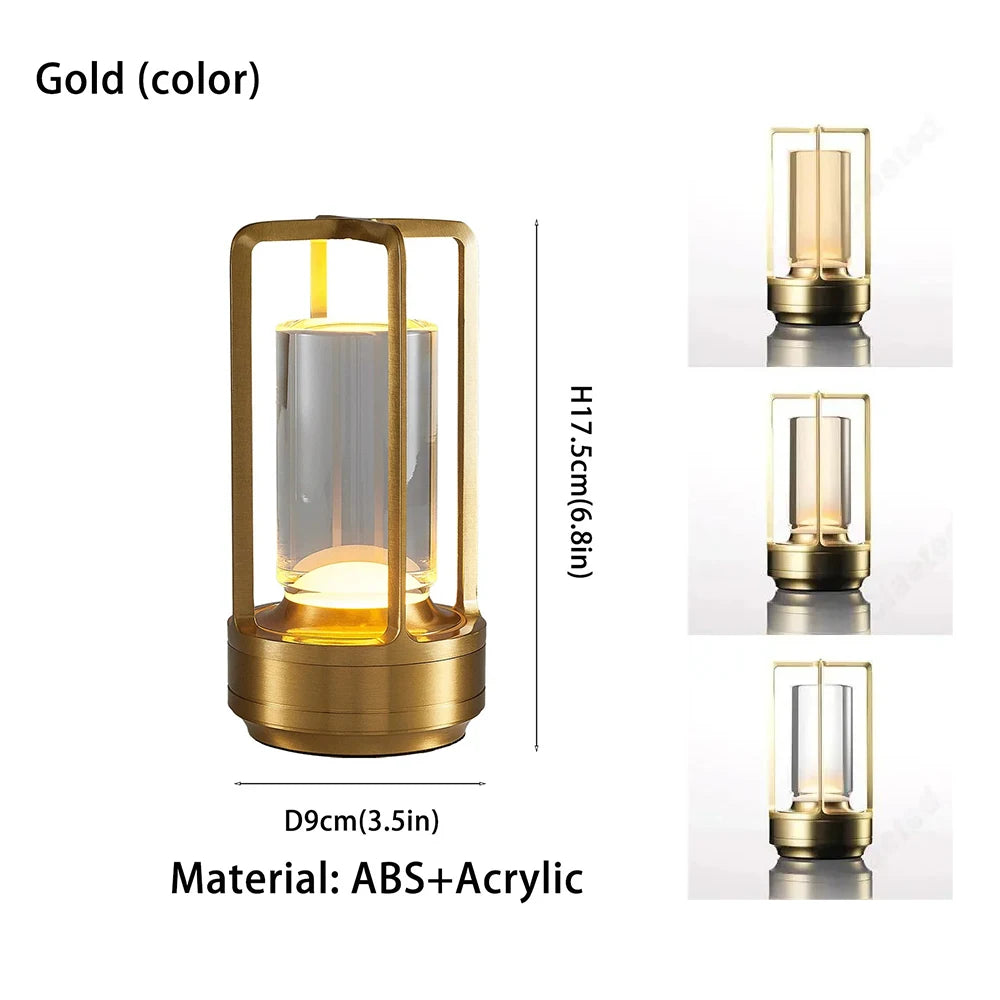 Dimmable Led Cordless Table Lamp Style Desk Lamps Outdoor Camping Atmosphere Light Restaurant Creative Beside Night Lights ABS Peaceful Pleasures Health and Wellness Golden USB Plug