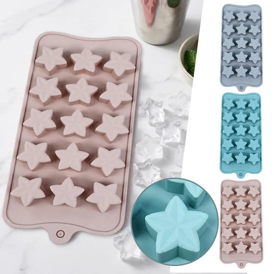 15-Piece Five-Pointed Star Silicone Chocolate Mold Creative Jelly Christmas Candy DIY Mold Ice Tray Baking Mold Peaceful Pleasures Health and Wellness