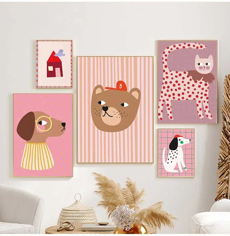 Cute Animals Canvas Print – Kids Nursery Wall Art Poster