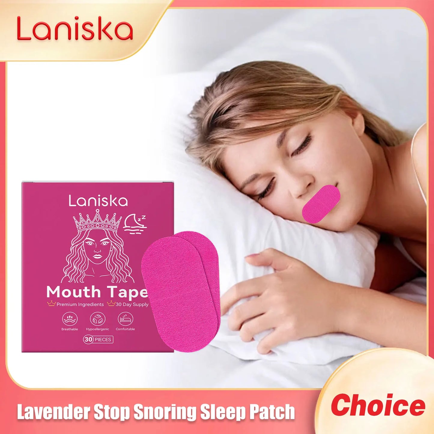 Laniska Lavender Sleep Mouth Tape – Nose Breathing Patch 30pcs