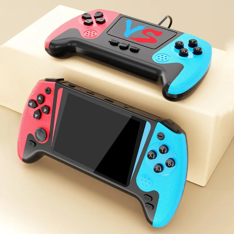 Q21 Retro Portable Game Console, 3.5-inch LCD Screen, Preloaded with 500 Games, Supports TV Connection for Single-Player Gaming Peaceful Pleasures Health and Wellness Q21-Red and blue