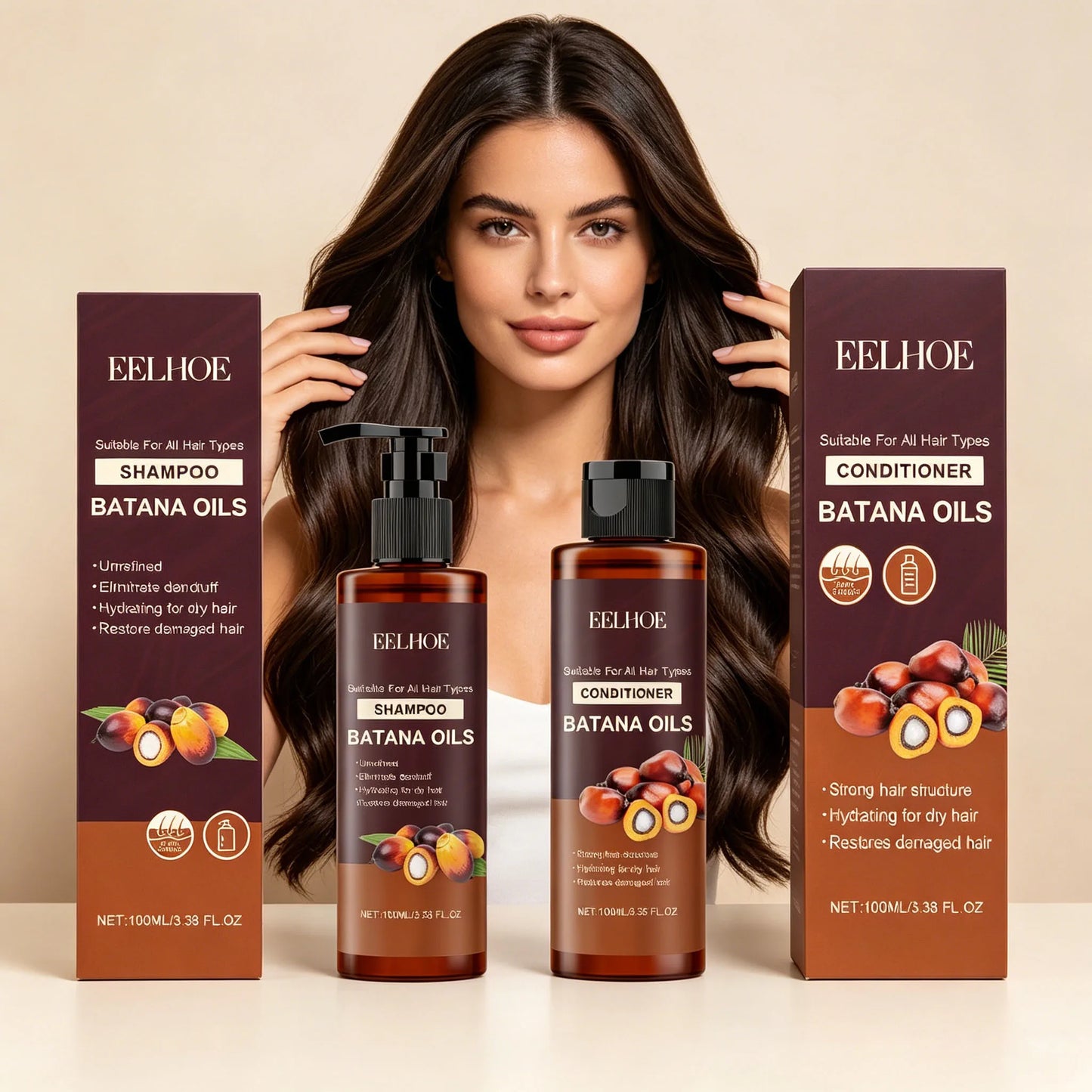 Batana Oil Shampoo Conditioner Cleaning Scalp Oil Control Anti Dandruff Smoothing Prevent Dryness Hair Care Set for Men Women Peaceful Pleasures Health and Wellness
