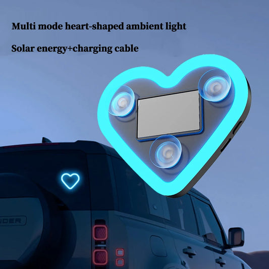 New Car Solar Heart-Shaped Triangle Window LED Atmosphere Light Wiring-Free Interior Decorative Light Emitting Ambient Lighting Peaceful Pleasures Health and Wellness