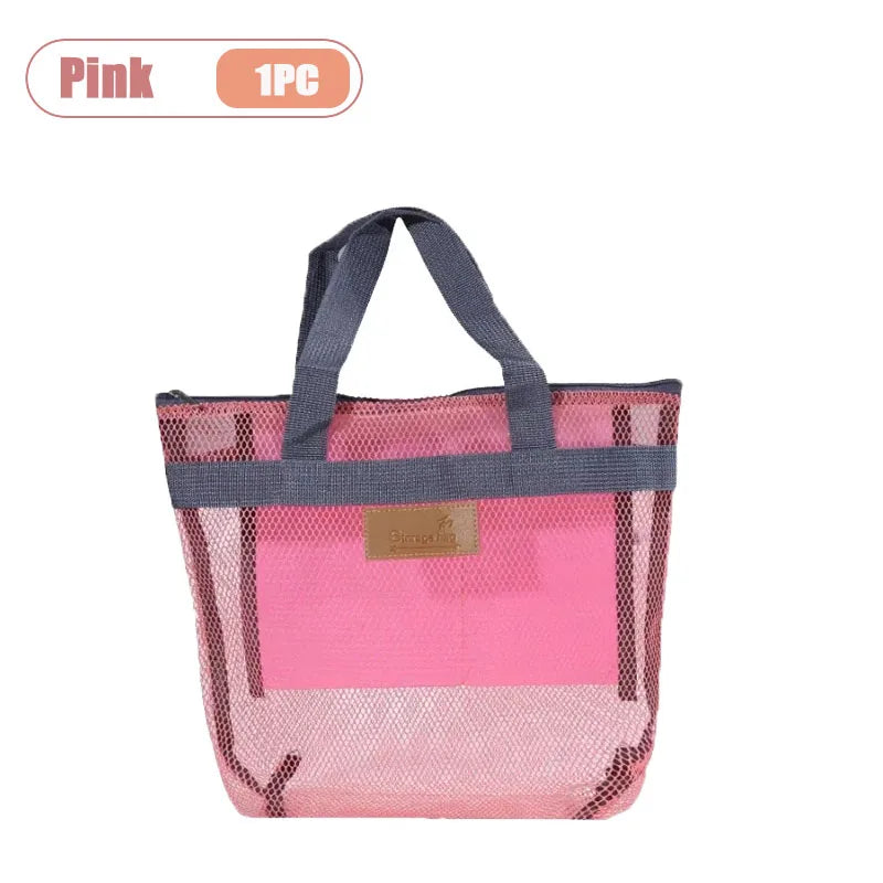 Travel Beach Tote Bag with Mesh Pockets – Swim & Gym Organizer