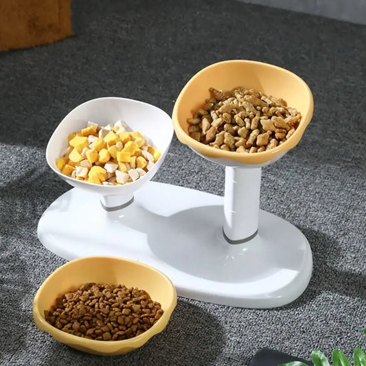 Elevated Double Pet Bowl | Adjustable Cat & Dog Feeding Station Elevated Pet Feeder Peaceful Pleasures Health and Wellness