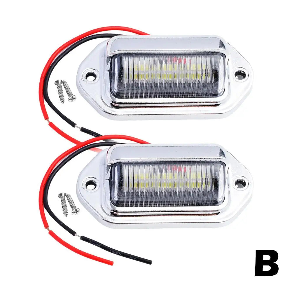 Universal Silver 6 Led License Plate Tag Lights Lamps For Truck Suv Trailer Van LED license plate light LED license plate light Peaceful Pleasures Health and Wellness B