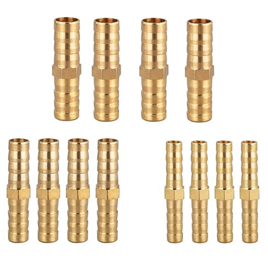12-Pc Brass Straight Barb Hose Connectors 6/8/10mm Set Brass Hose Fittings Oasis Select 12pcs