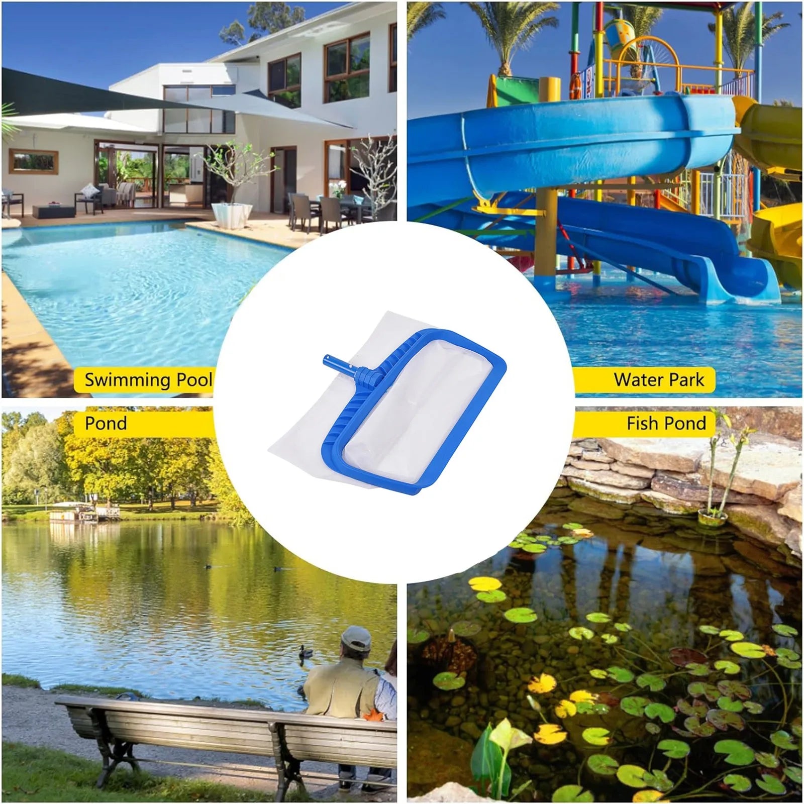 Swimming Pool Fine Mesh Leaf Skimmer Net Above Ground Pool Maintenance Pools Hot Tub Spas and Fountains Surface Cleaning Tools Peaceful Pleasures Health and Wellness