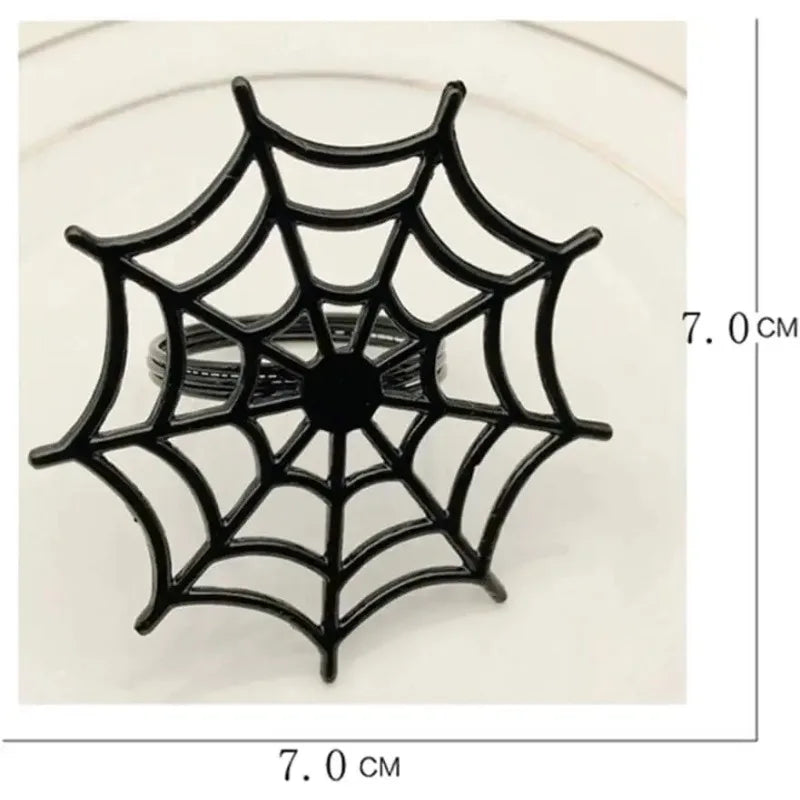 Halloween Spider Web Napkin Rings | Black Table Décor 1–50 PCS