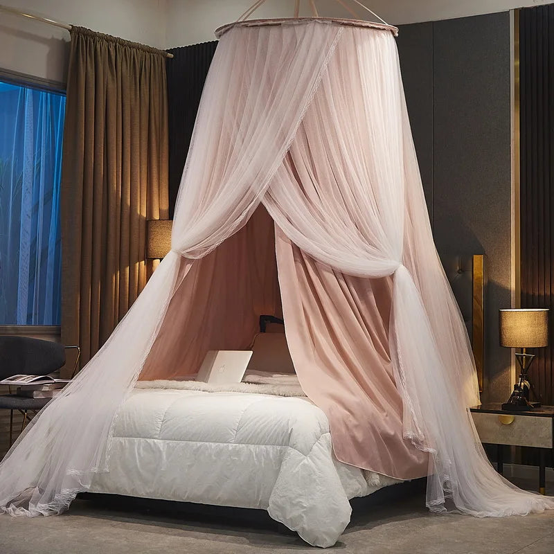 Battilo Bed Canopy for Kids Double Layer Mosquito Net Round Dome Hanging Castle Play Tent Canopy Bed Curtain Children Room Decor Peaceful Pleasures Health and Wellness