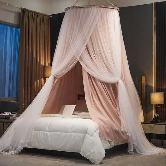 Battilo Bed Canopy for Kids Double Layer Mosquito Net Round Dome Hanging Castle Play Tent Canopy Bed Curtain Children Room Decor Peaceful Pleasures Health and Wellness