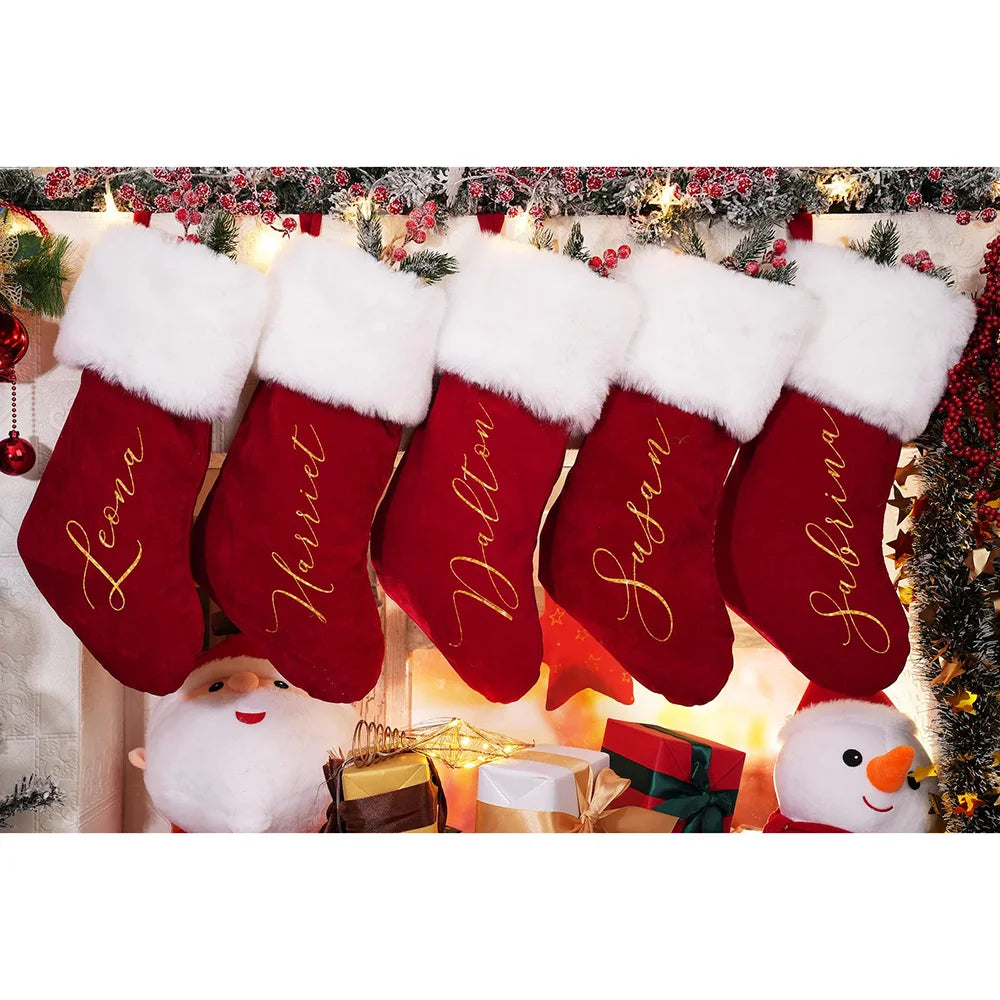 Personalized Name Red Plush Christmas Stocking | Custom Xmas Gift