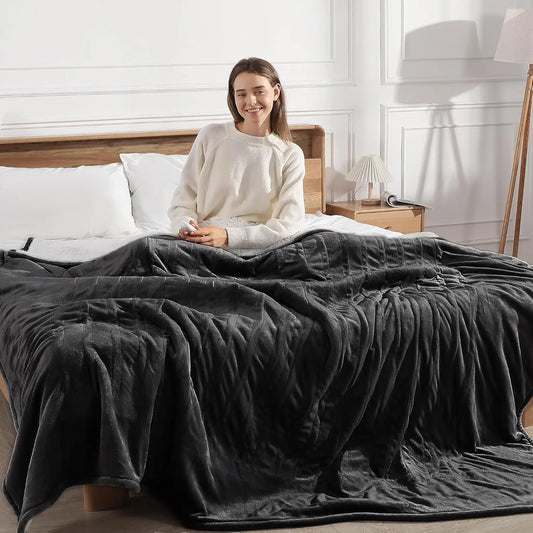 Queen Electric Heated Blanket – Dual Controllers, 5 Levels, Charcoal Peaceful Pleasures Health and Wellness United States