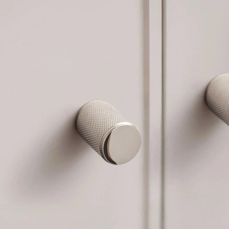 Titanium Silver Knurled Brass Cabinet Drawer Knob – Modern