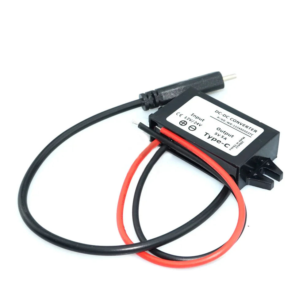 12V/24V to 5V USB-C Step-Down Converter 5A 25W IP68