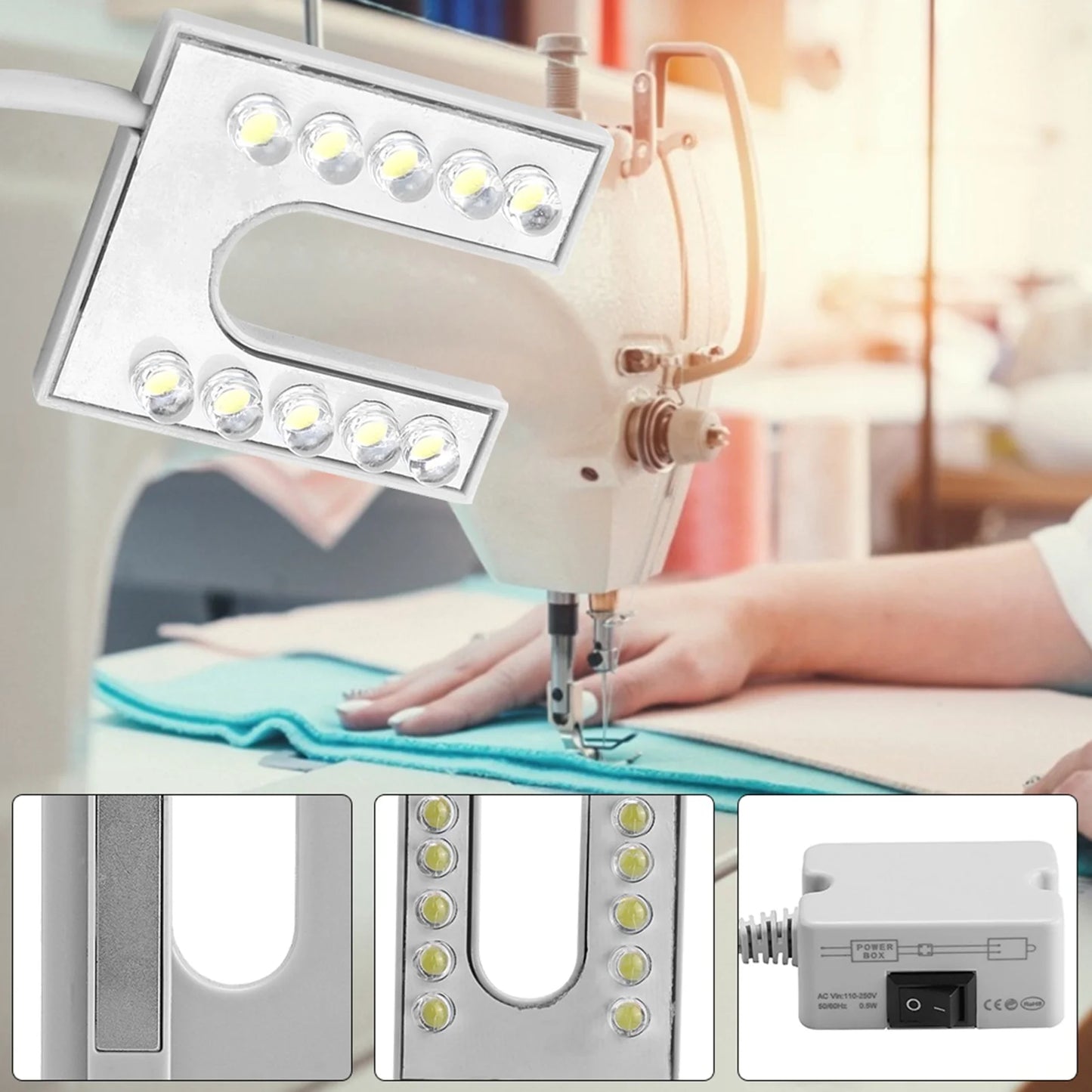 Working Gooseneck Lamp LED Light Flexible Gooseneck Lamp with Magnetic Base for Sewing Machine Sewing Machine Light Peaceful Pleasures Health and Wellness