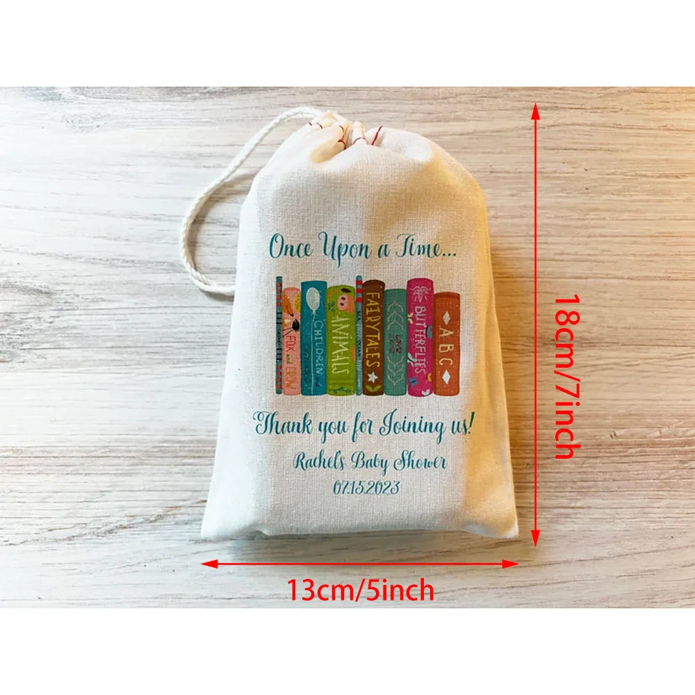 Book-Themed Drawstring Gift Bags 10-Pack | Party Favors