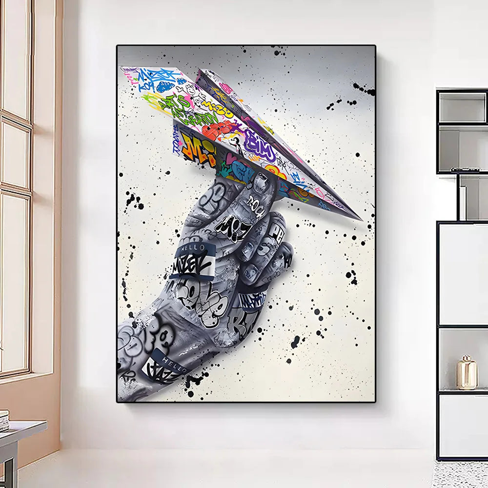 Street Graffiti Gestures Canvas Wall Art | Abstract Pop Mural