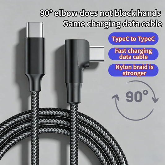 60W USB C To Type C PD 90-Degree Angle Gaming Fast Charging Cable Suitable For Type-C Interface Mobile Phone And Tablet Devices Peaceful Pleasures Health and Wellness