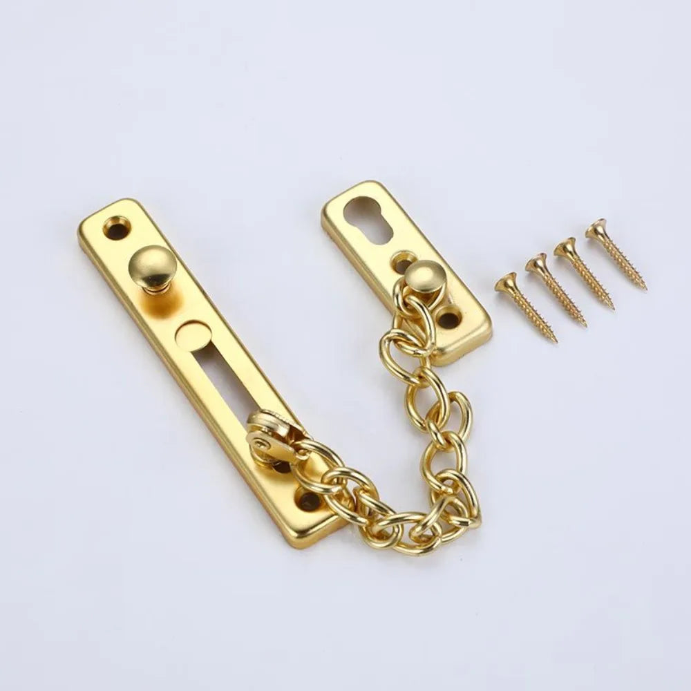 Stainless Steel Key Anti-theft Chain for Hotel Room Door Thickened Stainless Steel Key Anti-theft Chain Sliding Reverse Chain Peaceful Pleasures Health and Wellness Gold