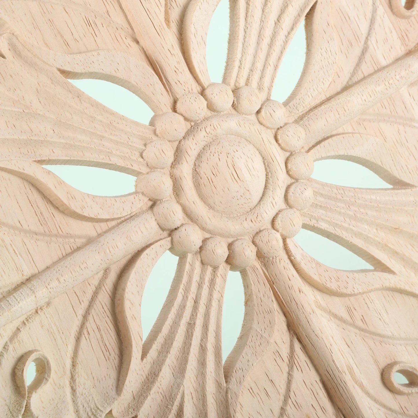 Retro Unpainted Wood Round Applique – Wall, Door & Furniture Decor