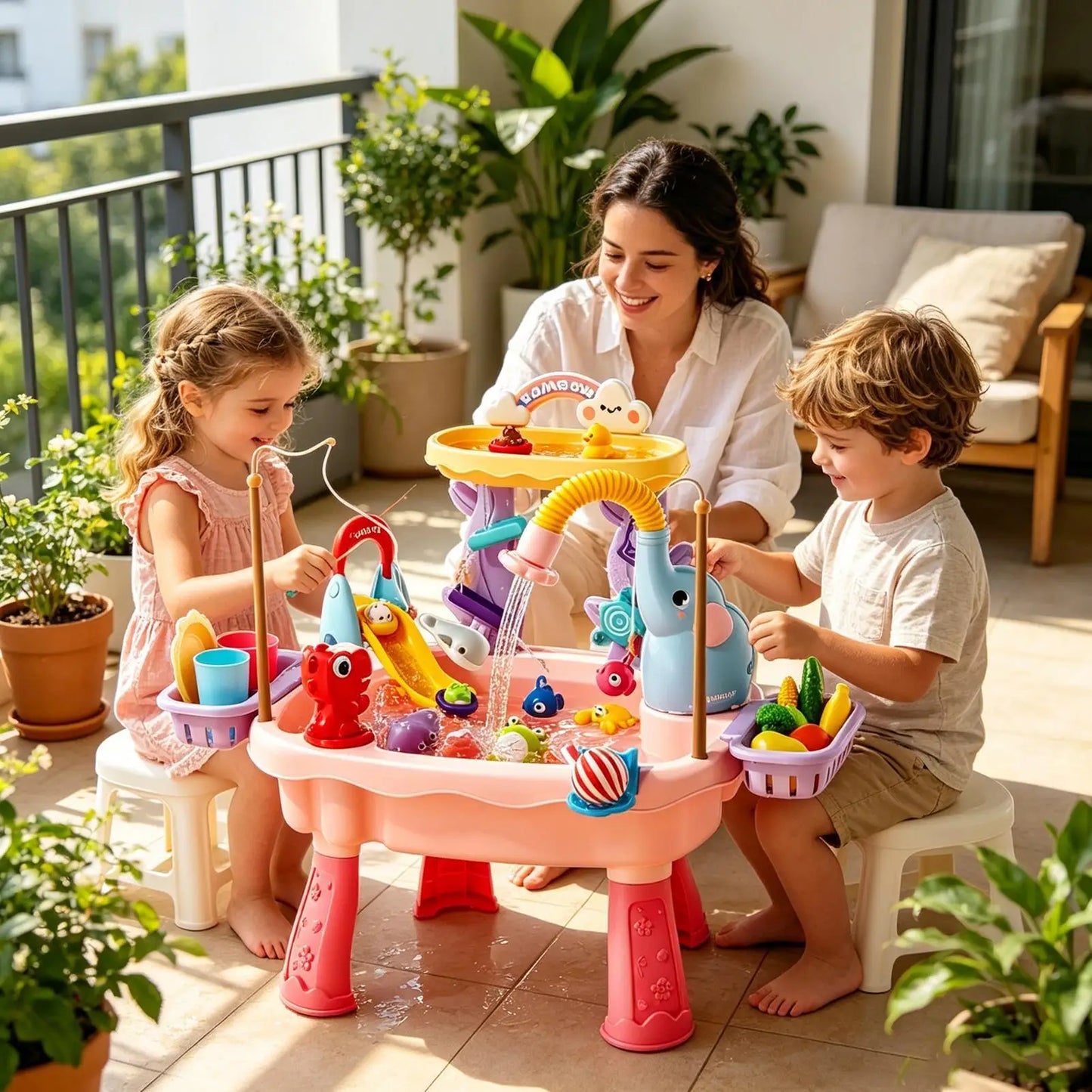 Toddler Water Table with Electric Pump | 4-in-1 Kids Play Sink