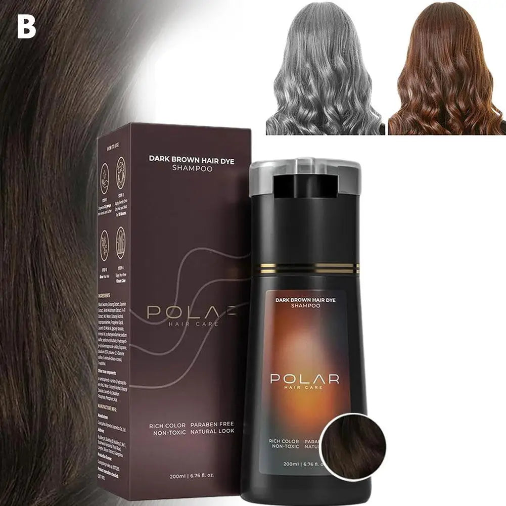 Color-Dyeing Hair Shampoo – Natural Gray Coverage for Men & Women 200ml Peaceful Pleasures Health and Wellness Dark brown