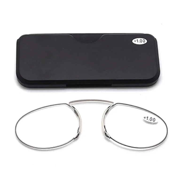 Nose Clip Ultra Light Elderly Glasses Card Style Magnifying Reading Glasses for Men Women Portable Tr Frameless Reader Glasses Peaceful Pleasures Health and Wellness black 150