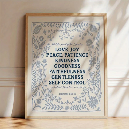 Love Joy Peace Scripture Blue Canvas Wall Art Print | Decor Canvas Wall Art Peaceful Pleasures Health and Wellness G3662 21x30cm Unframed