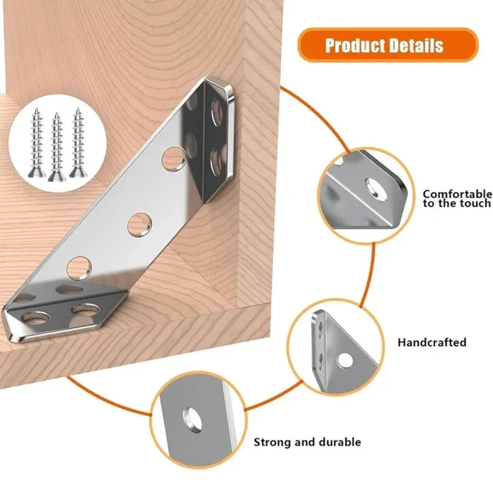 90° Stainless Steel Corner Brackets | Furniture Angle Braces 10–40pc