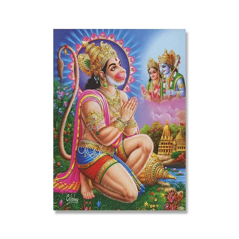 Shiva Parvati Poster Hinduism Religious Art Ganesha Canvas Painting Vishnu Printed Wall Picture Living Room Home Decoration Peaceful Pleasures Health and Wellness E 20x30cm