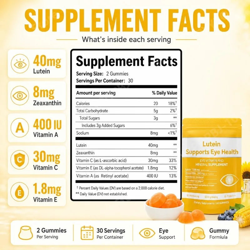Lutein Zeaxanthin Gummies with Vitamins A C E | 60 Count