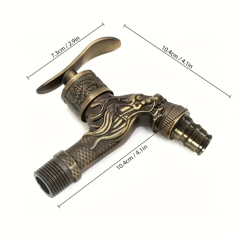 Golden Dragon Wall-Mounted Faucet | Rustic Vintage Single Cold Tap