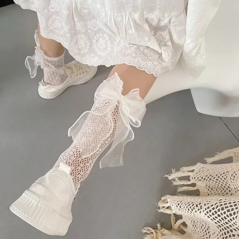 Girls Lace Ruffle Knee High Socks – Breathable Princess Stockings