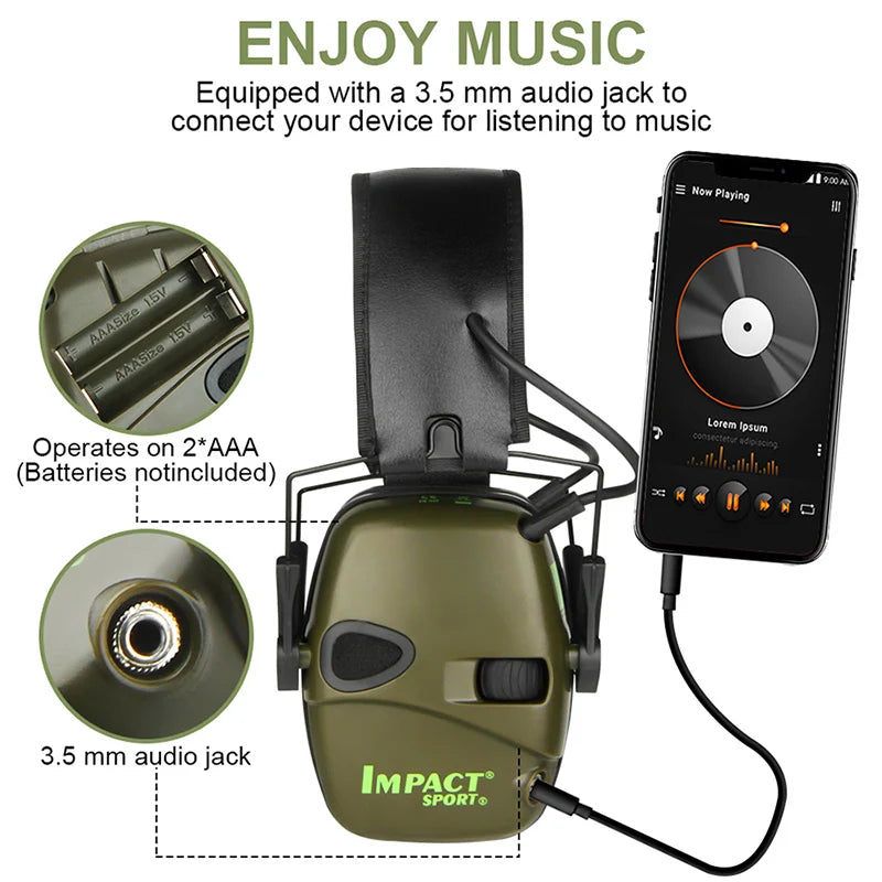 Electronic Shooting Earmuffs Tactical Impact Sound Amplification Headset Ear Protection Anti-noise Ear Muff Outdoor Sports 1pc Peaceful Pleasures Health and Wellness