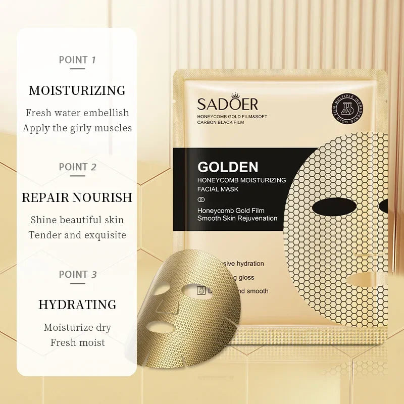 Golden Honeycomb Facial Mask – Oil Control & Brightening 10 Pack
