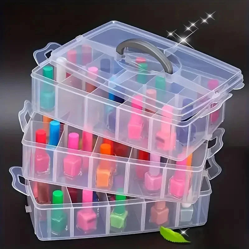 3-Tier Stackable Clear Storage Box – 18-Compartment Organizer