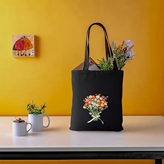 A36T-Embroidery Starter Kit For Beginners With 2 Canvas Tote Bag 2 Embroidery Hoop Thread And Needle-A Peaceful Pleasures Health and Wellness black A