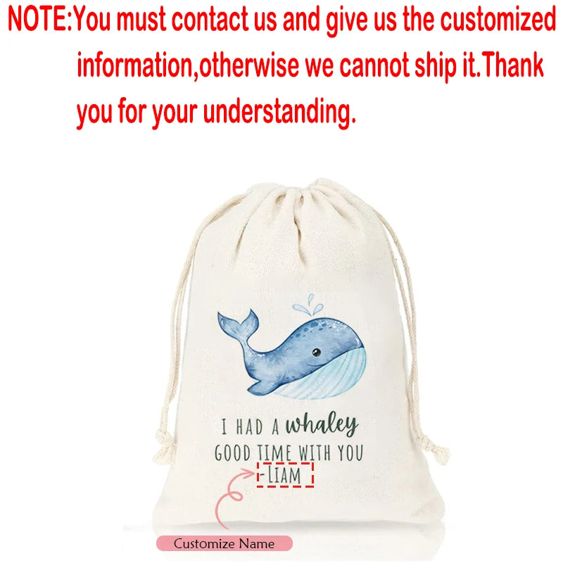 4/6/12pcs Personalized Whale Drawstring Bags Custom Gift for Kids Boys Girls Birthday Party Baby Showers Decoration Accessories Peaceful Pleasures Health and Wellness custom name 6pcs 13x18cm