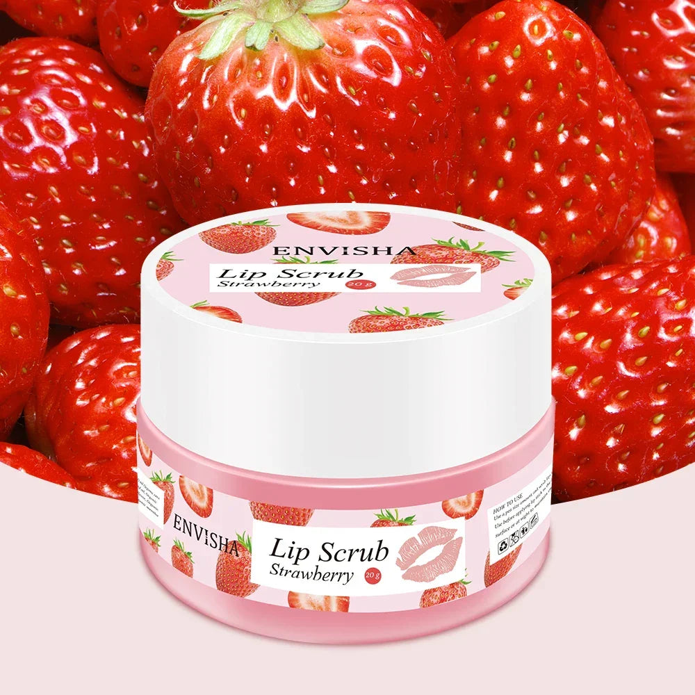 ENVISHA Strawberry Lip Scrub & Balm – Exfoliate & Moisturize Peaceful Pleasures Health and Wellness